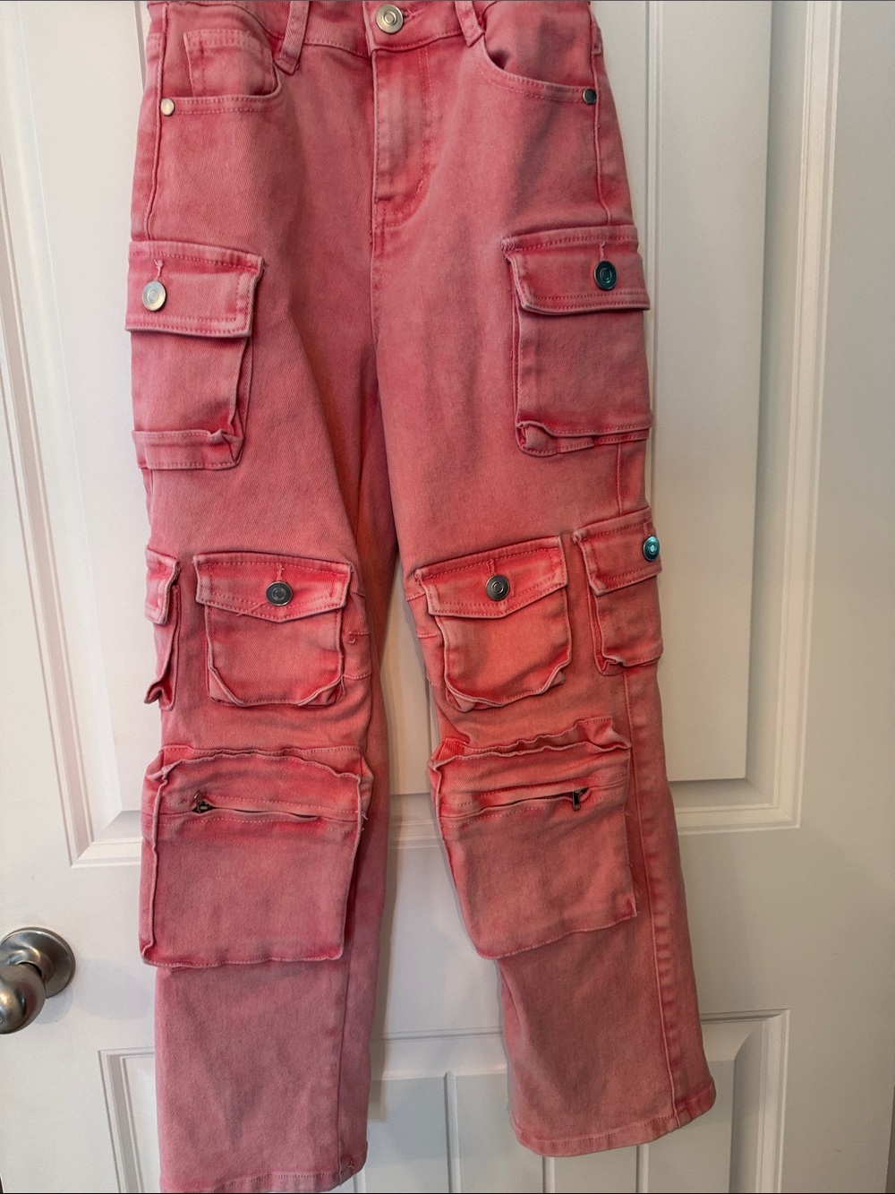 Kids Cargo Jeans in Faded Pink - Stylish Utility Bottoms